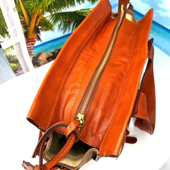 Chloé Tracy Satchel Tote Bag Camel & Orange Leather Brass Hardware Made in Italy - Picture 6 of 14